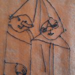 kontur postaci z obrazu Makowskiego wykonany długopisem 3d.