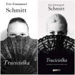 Zdjęcie okładki "Trucicielka". Na białym tle twarz dziewczynki zasłoniętej do połowy wachlarzem